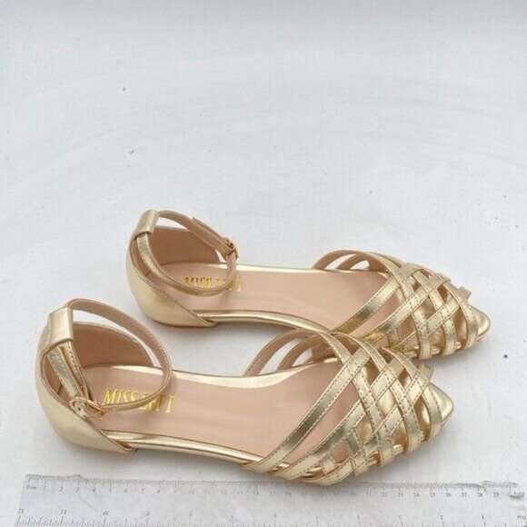 MISS LEFT Women Fashion Peep Toe Flat Sandals with Ankle Strap Caged D'Orsay - Picture 3 of 7